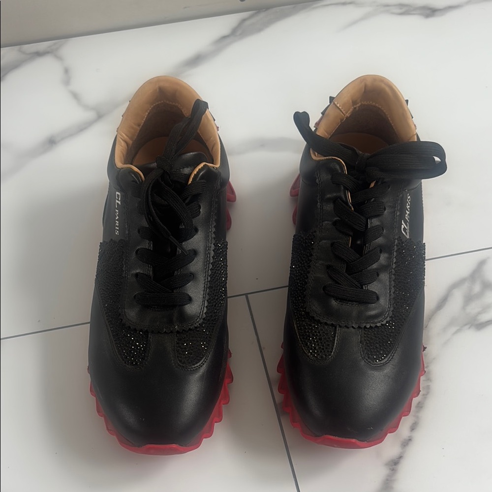 Black Men’s Athletic Sneakers with Red Sole